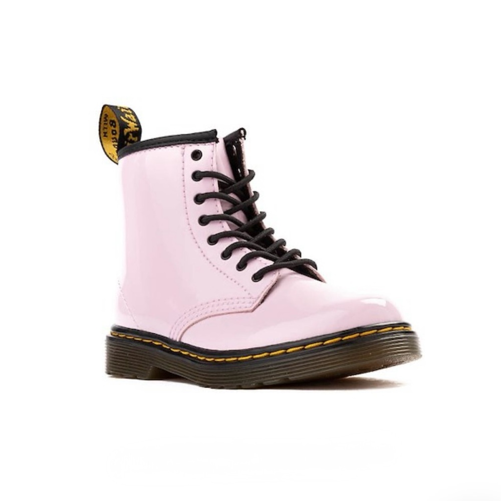 Dr. Martens 1460 J Junior Pale Pink Patent Leather Lace-Up Boots Size US 3 Youth